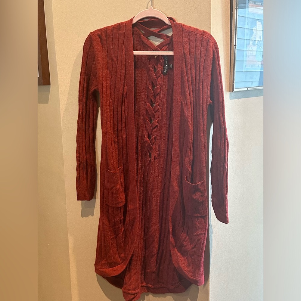 Rust colored long cardigan
